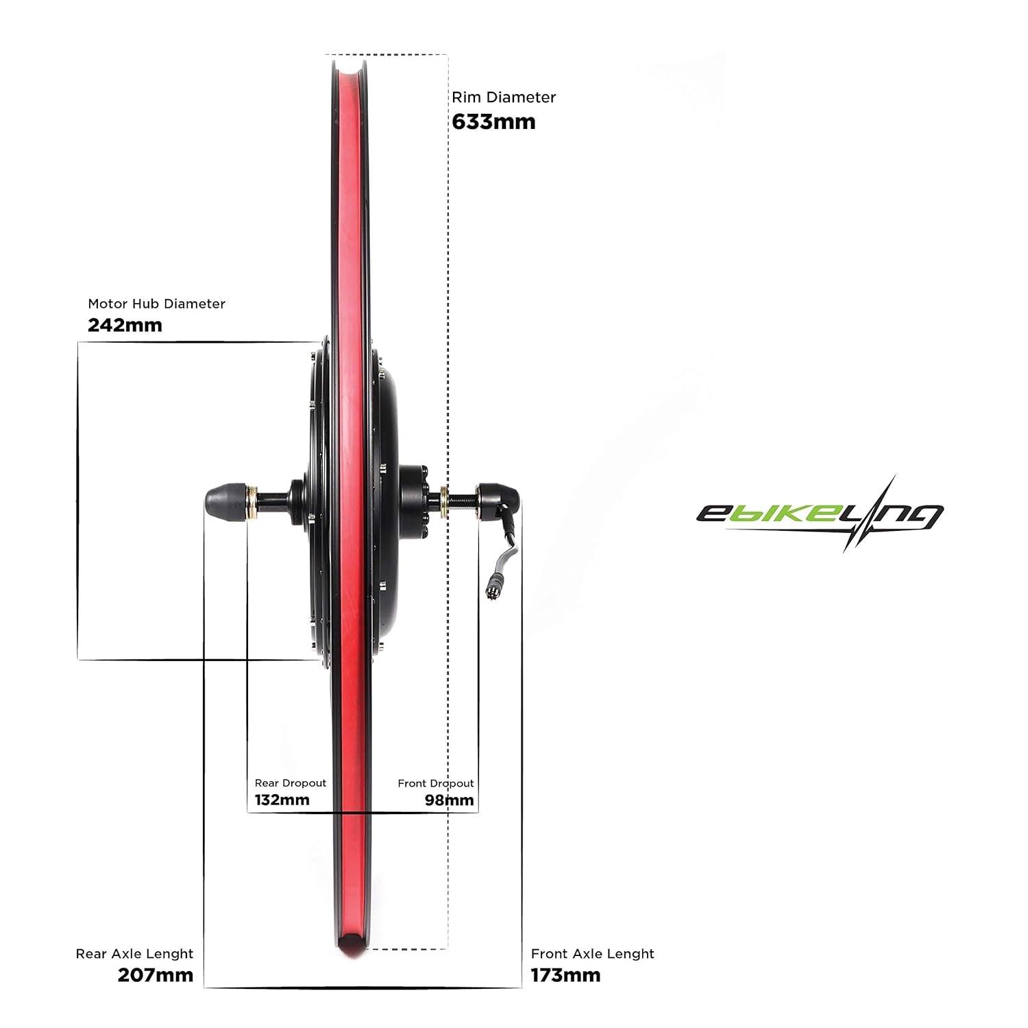 48V 700C Front 1200W Ebike Conversion Kit