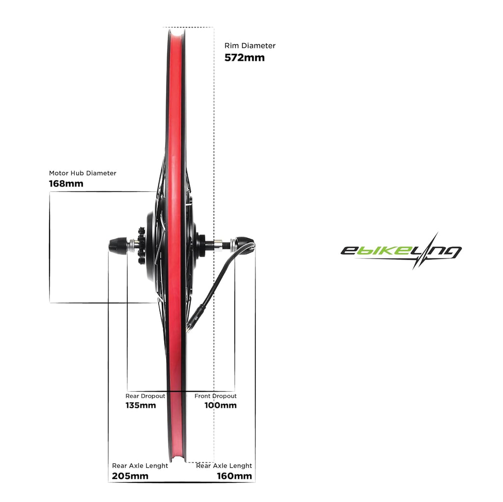36V 750W, 26" Rear Street Legal Electric Bike Conversion Kit